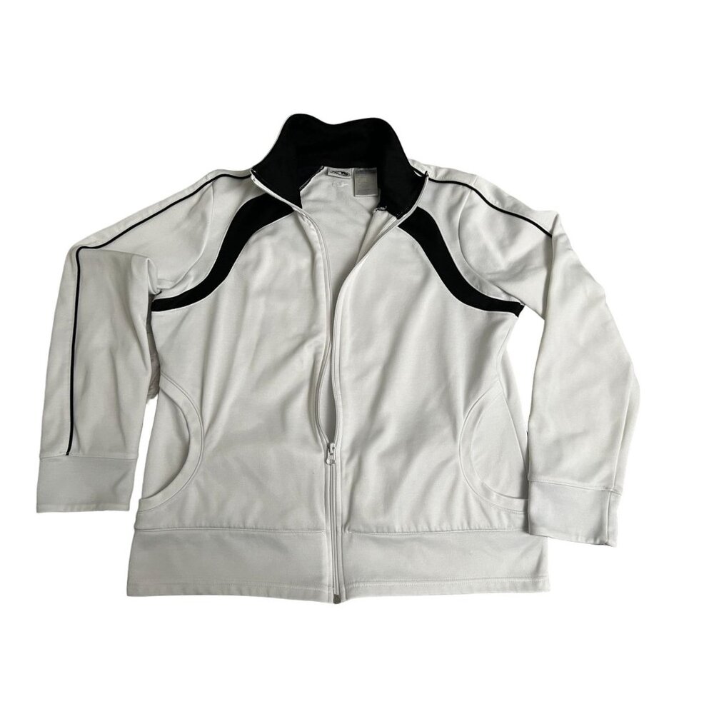 Athletic Works White & Black Full-Zip Track Jacket L